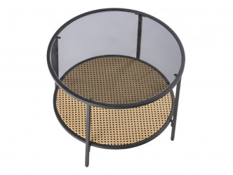 HAL-Dakota dohányzóasztal rattan polccal 2