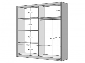 TEM-Bajadero TYP 2 2D-200 modern gardróbszekrény tükörrel 3