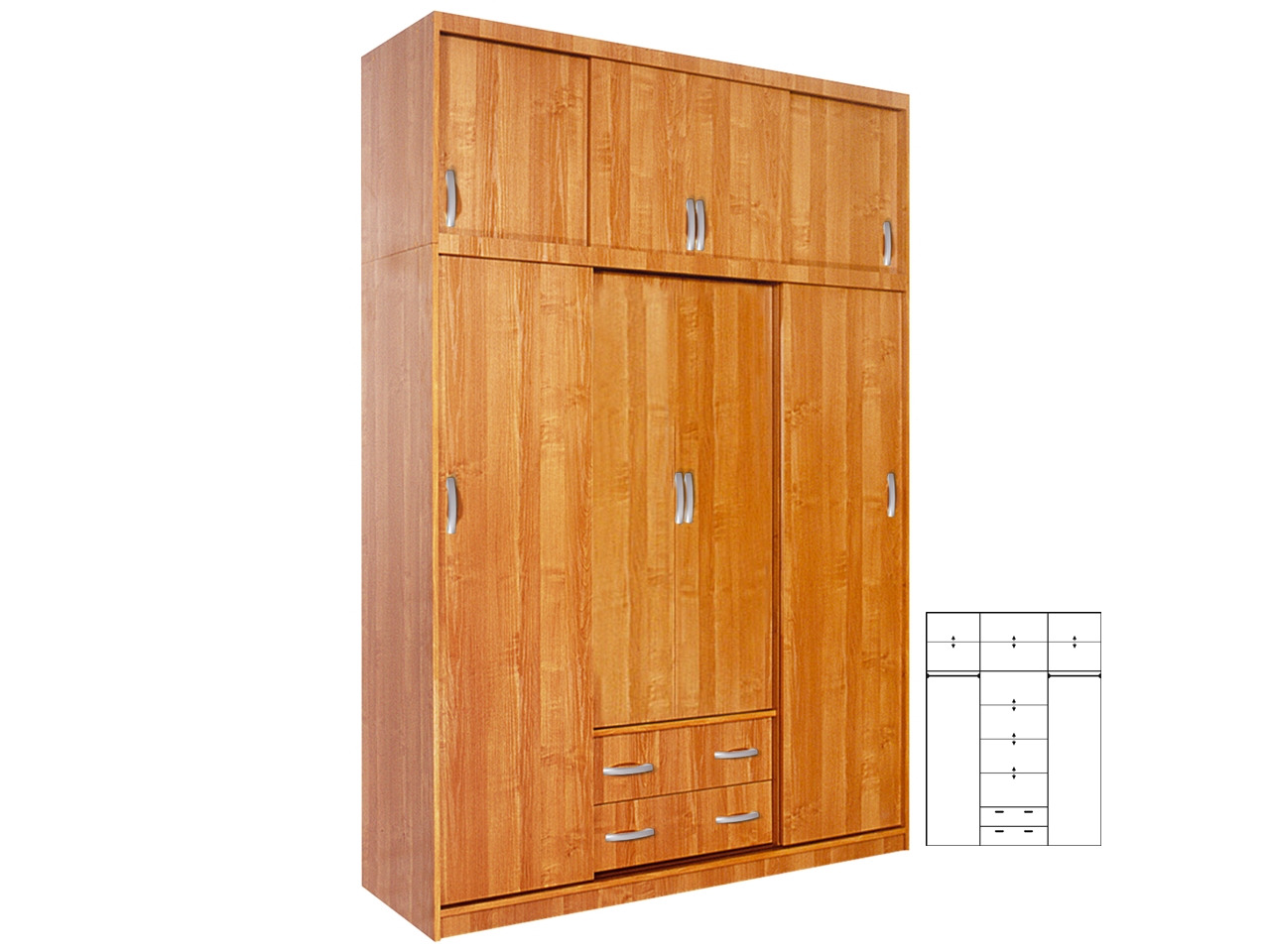NAP-Bertha gardróbszekrény fiókokkal